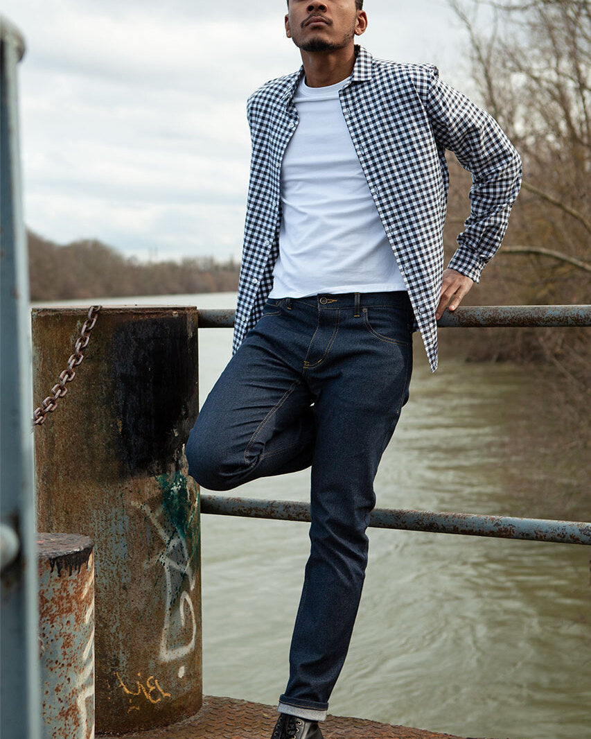 Jean Homme ajusté coton bio upcyclé Made in France édition limitée