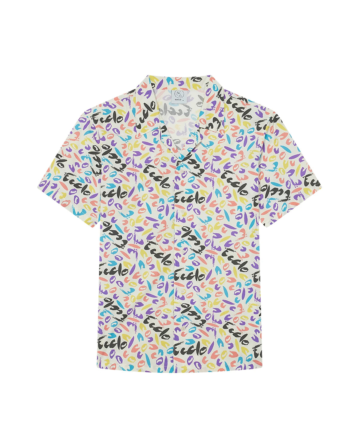 Chemise homme motif Ecclo 5 couleurs, coton bio upcyclé, vue de face à plat, made in France