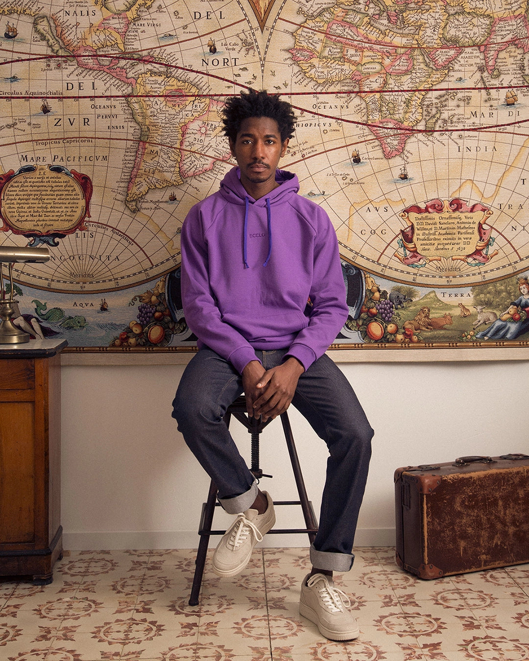 Hoodie Homme Violet recyclé Made in France durable Sweat à capuche