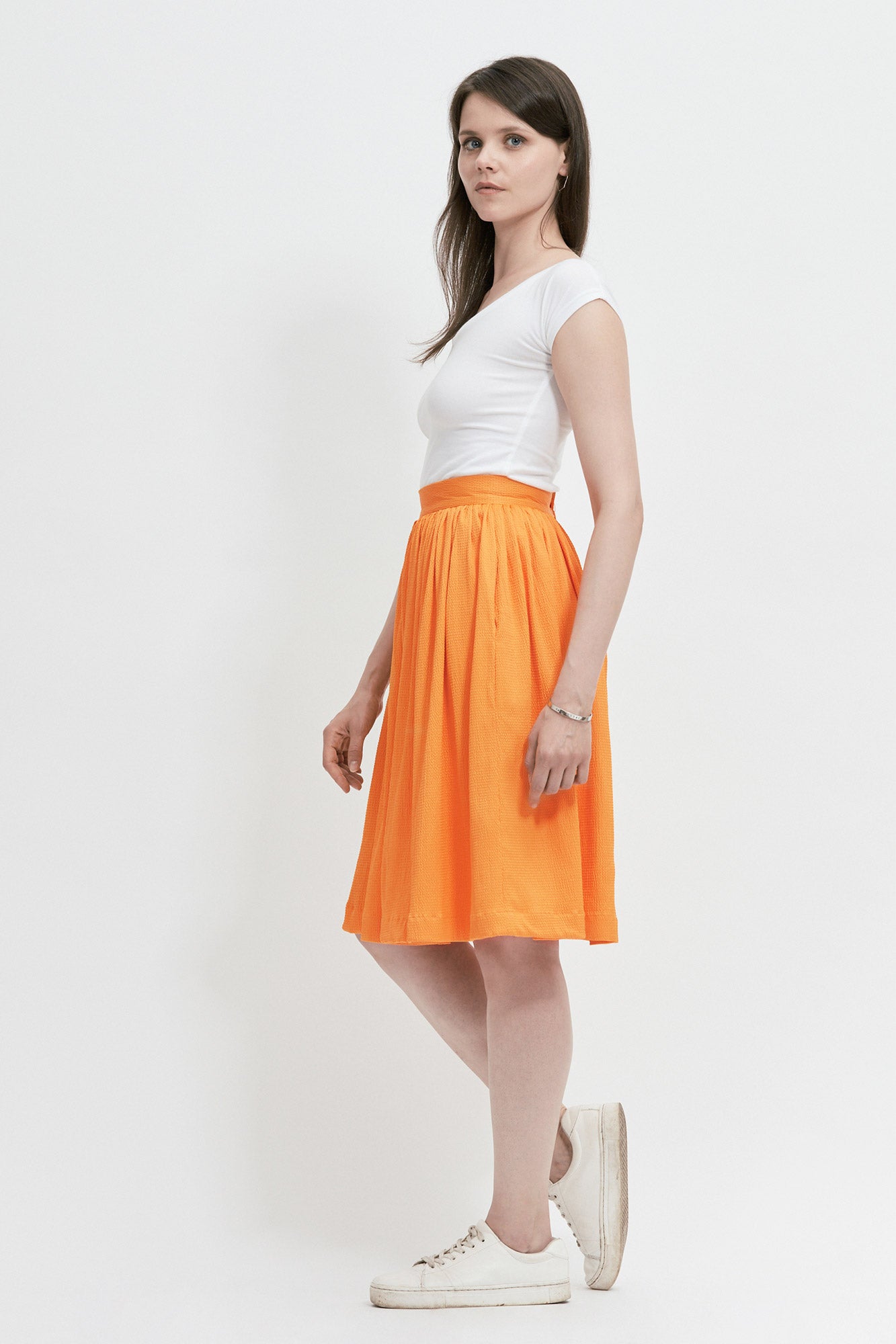 Jupe froncée orange
