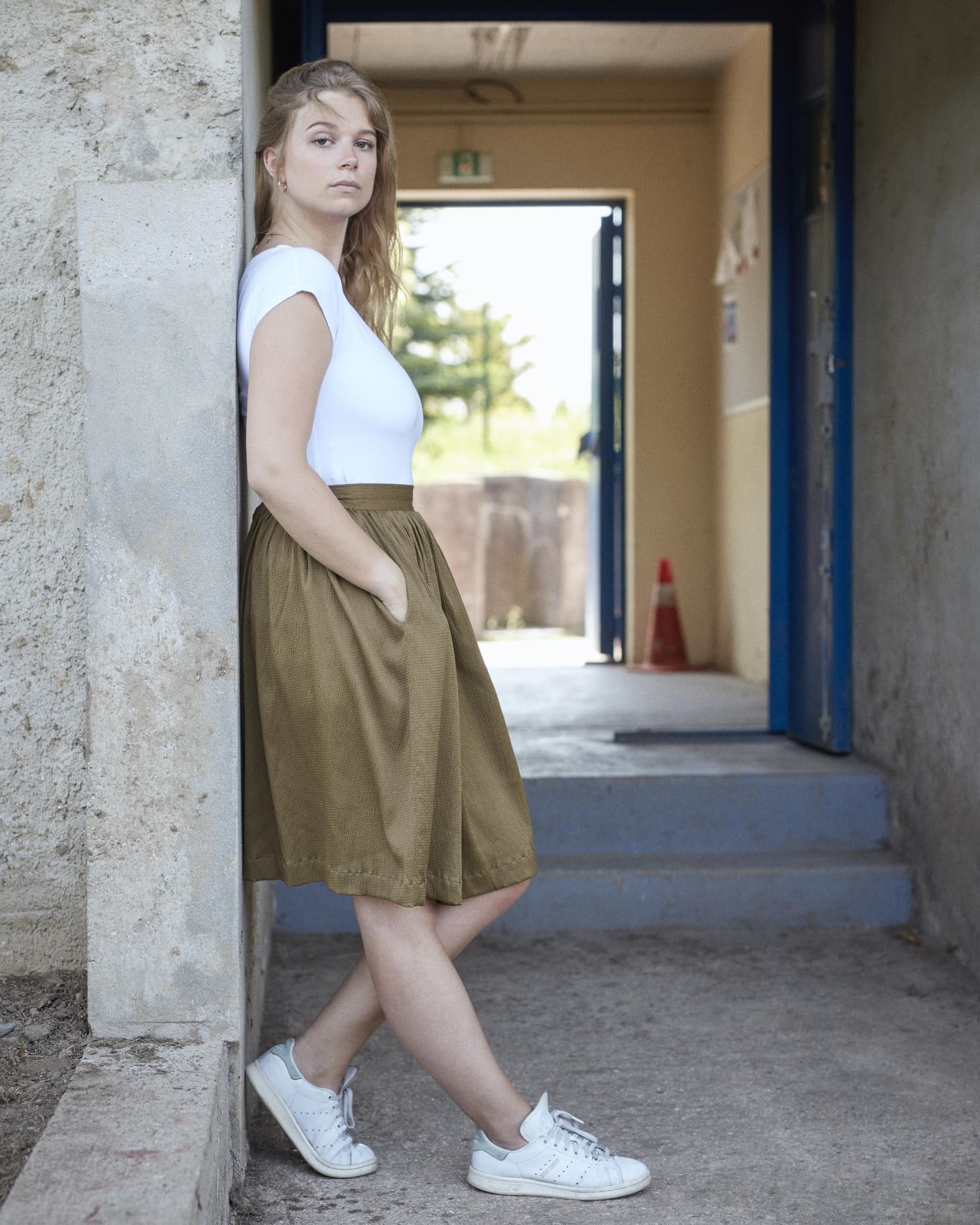 Jupe froncée kaki