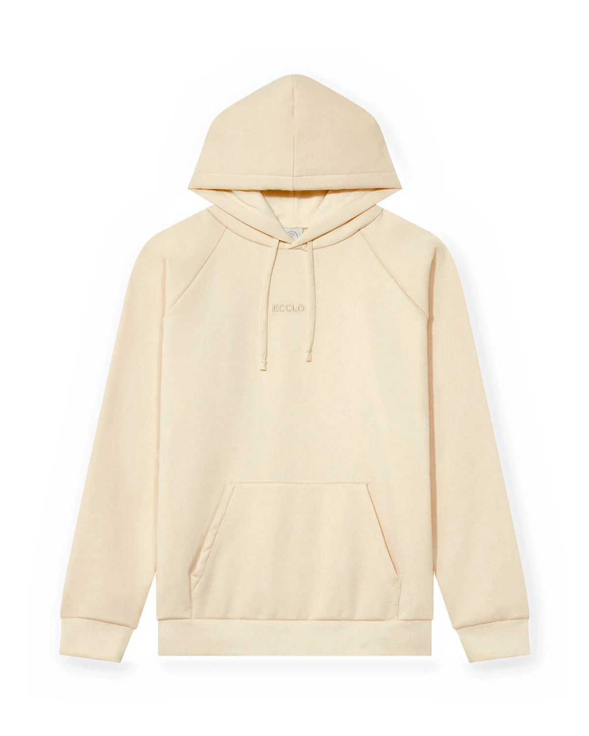 Hoodie crème en molleton recyclé, vue de face à plat, made in France