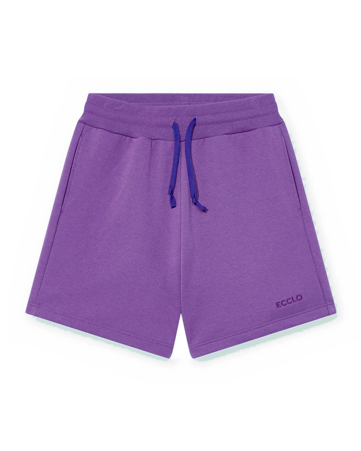 Short violet en molleton recyclé, vue de face à plat, made in France