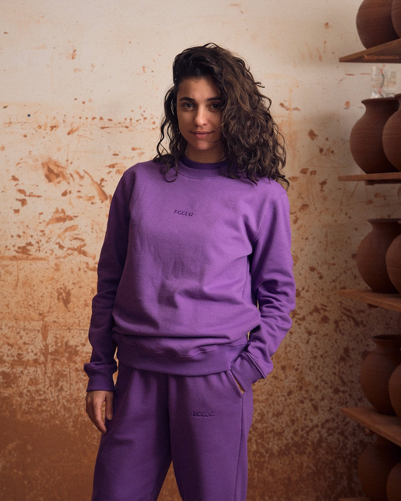 Sweat col rond Violet
