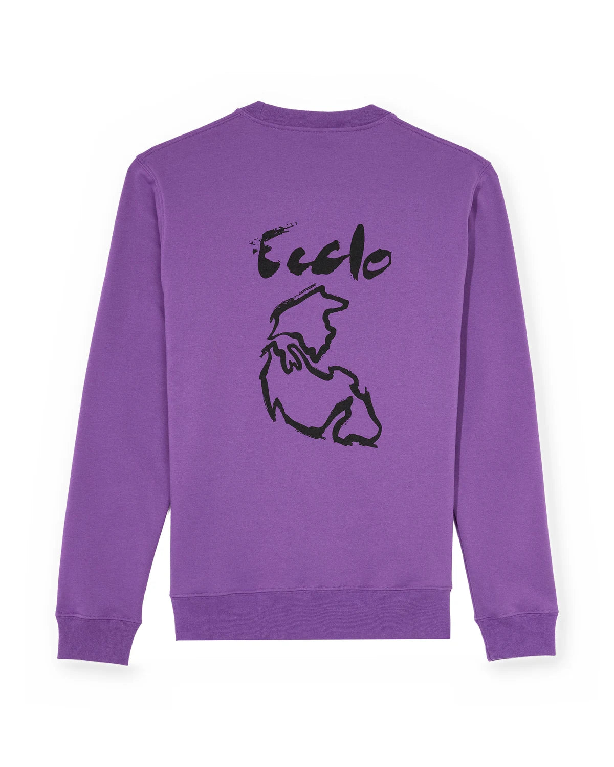 Sweat col rond violet homme avec sérigraphie Pangée, molleton recyclé, made in France – photo 1
