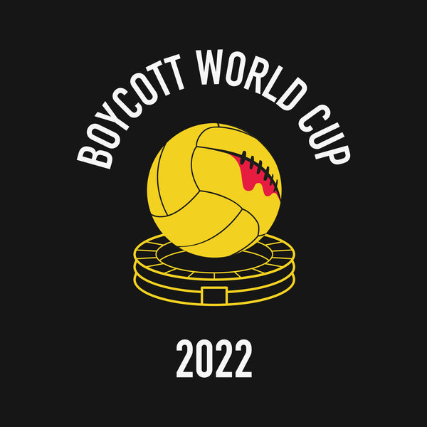 Sweat à capuche Noir BOYCOTT WORLD CUP 2022 - cordon gris